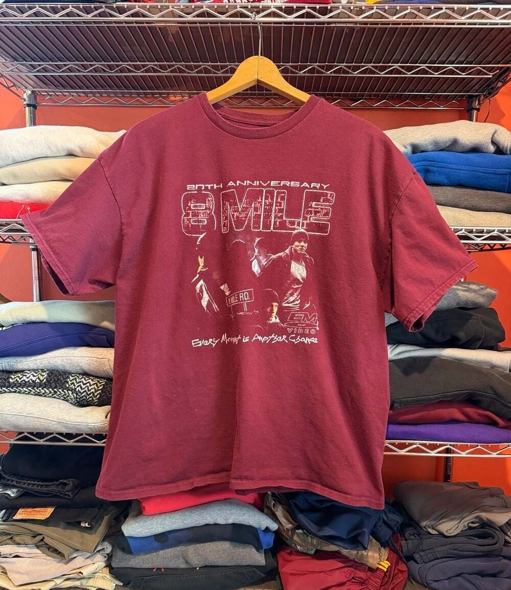 Eminem 20th Anniversary 8 Mile Every Moment is Another Chance Burgundy Graphic T - Picture 1 of 5